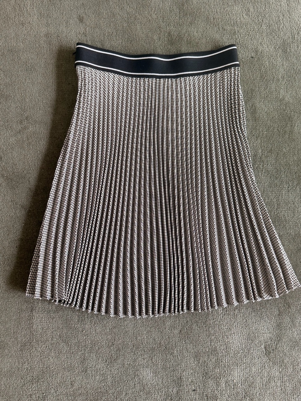 Sandro Black and White Rhinestone Pleated Midi Skirt